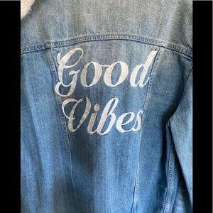 PISTOLA...GOOD VIBES Blue Denim Button-Up TOP